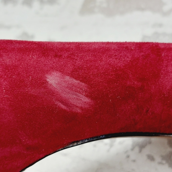 NEW Lafayette 148 New York Red Suede Slip On Business Casual Mid High Heels W622 - Picture 13 of 14